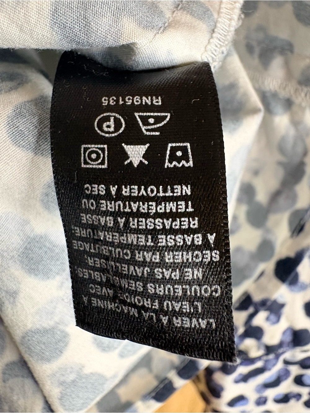 Lafayette 148 New York Blue Abstract Dot Stretch Cotton Shirt Medium - Picture 7 of 8